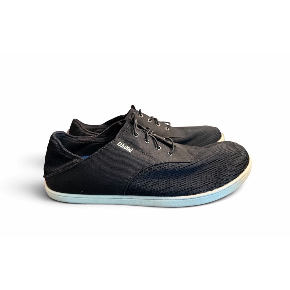 Olukai Nohea Moku Slip On Sneaker Black Casual Lace Boat Shoes Beach Mens Sz 10